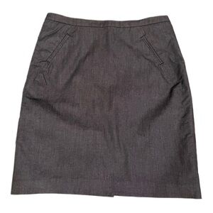 3/$15 Ann Taylor LOFT Dark Blue Denim Look Pencil Skirt Back Slit Lined | 8P